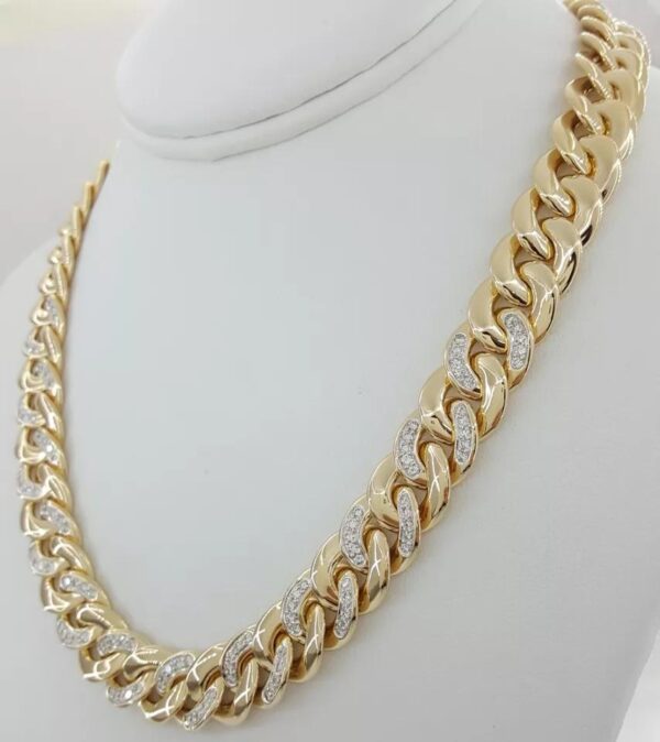 Diamond Cuban Chain Necklace Bracelet 6 ct 18K Gold Germany 13.5 mm 254 Grams