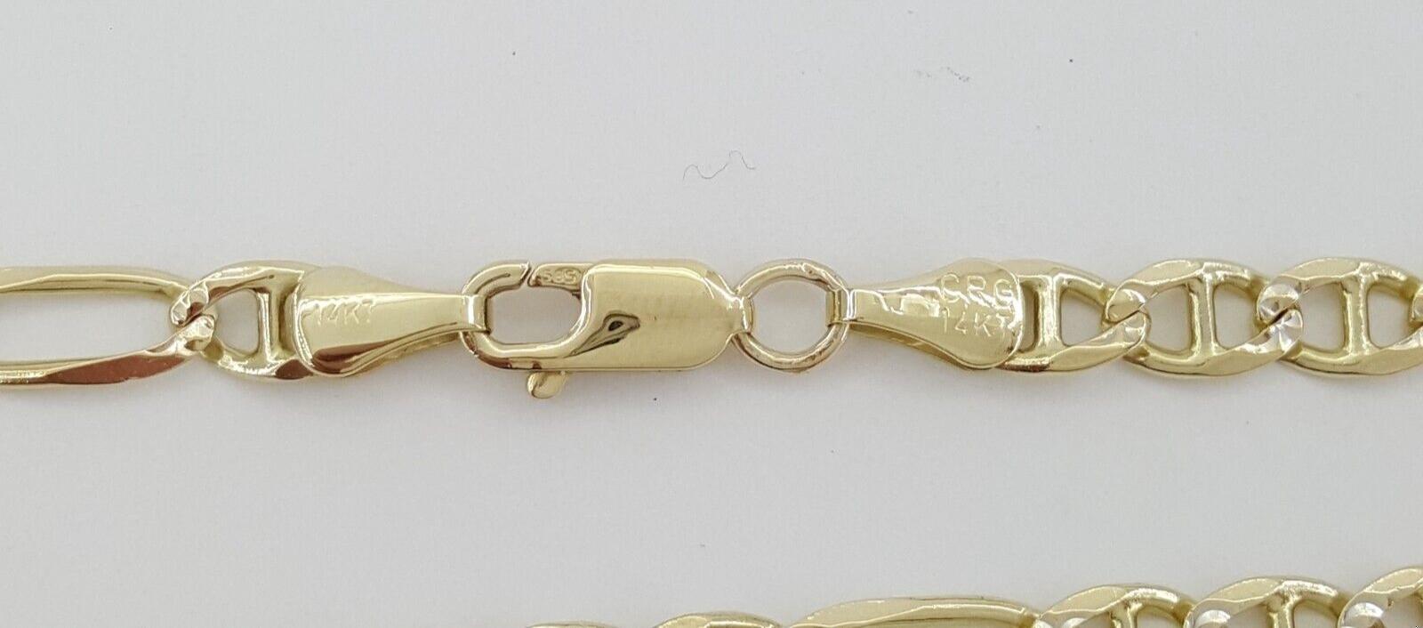 14K Yellow Gold Figaro Chain Necklace 25" Inches 18 Grams 5 mm Wide
