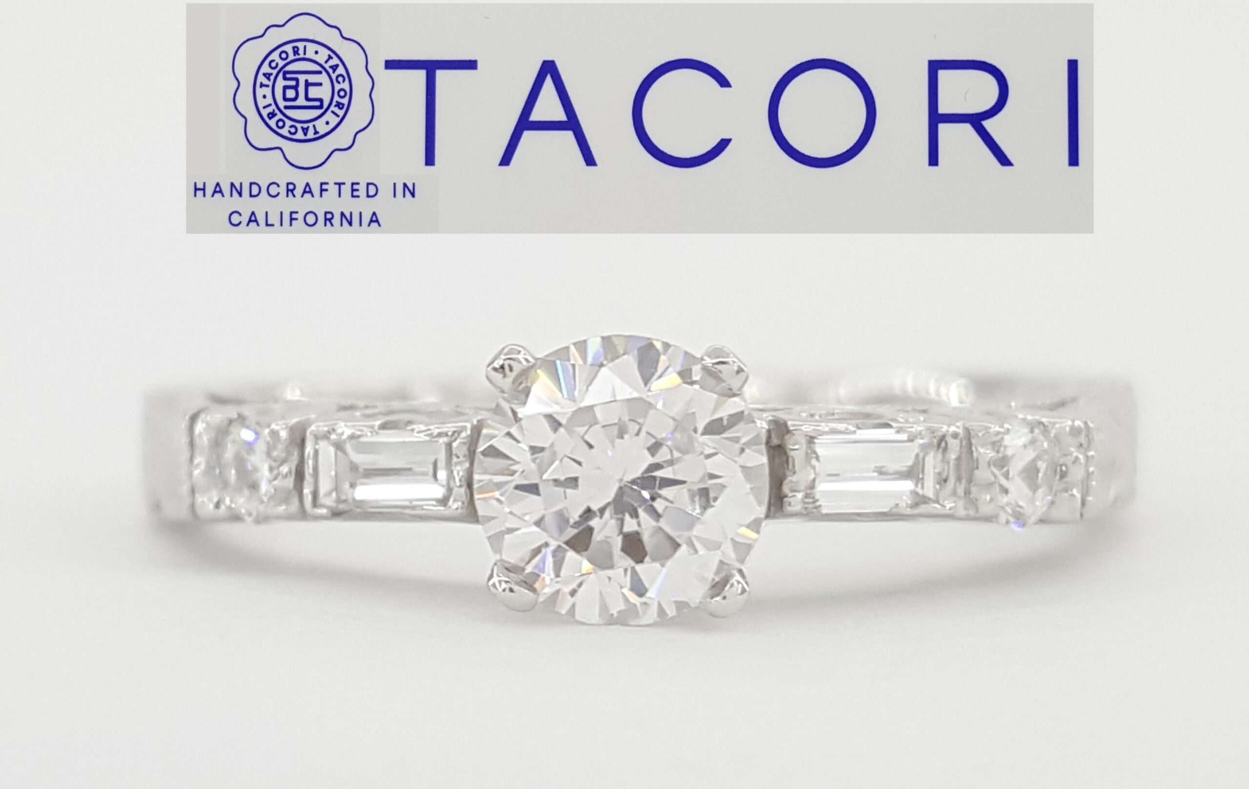 Tacori Crescent Platinum Semi-Mount Engagement Ring 0.15 ct Rtl $2,760