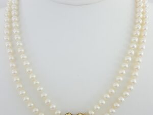 Blue Lagoon by Mikimoto Double Strand Akoya Pearl Necklace 14k Gold 6mm 17"