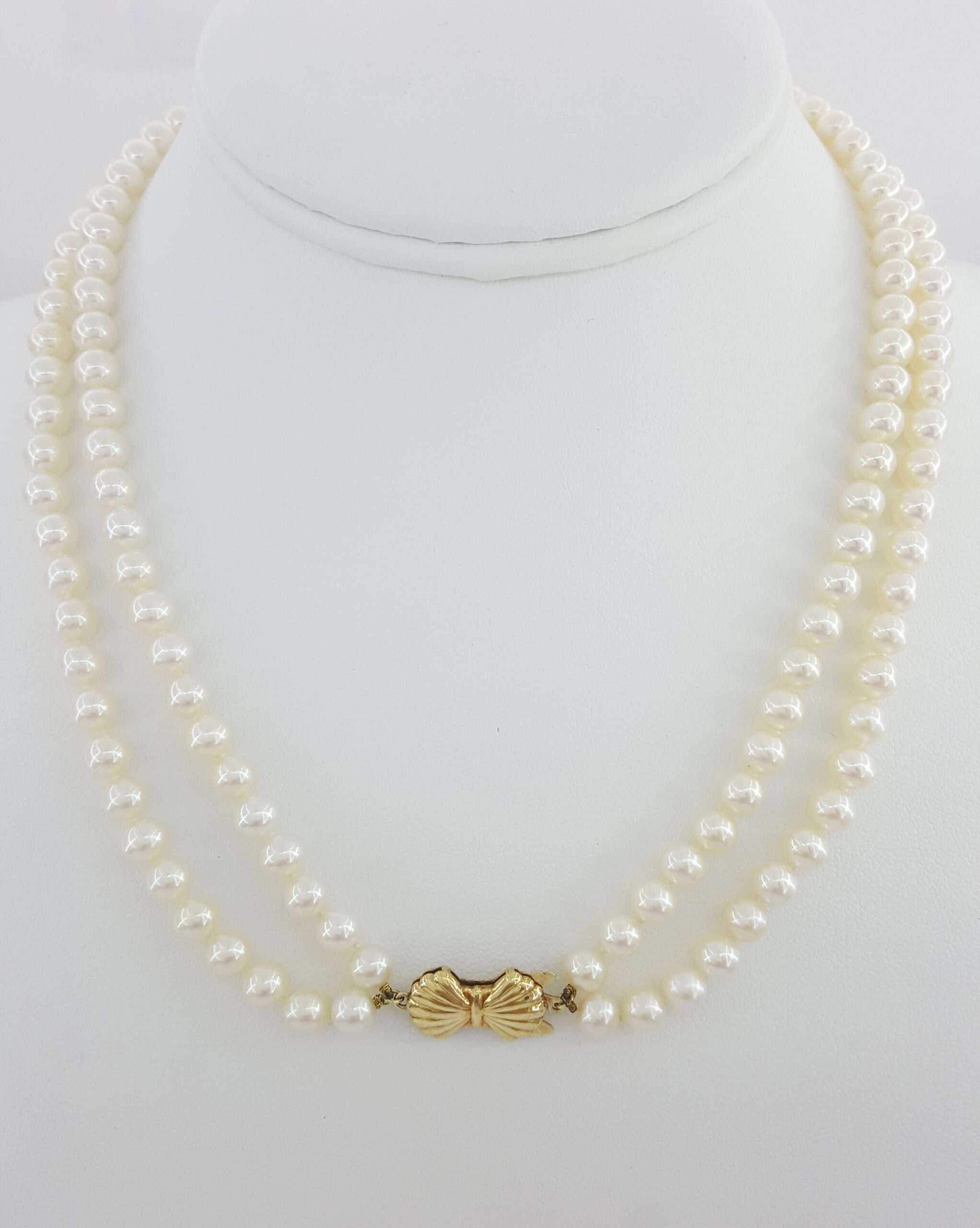 Blue Lagoon by Mikimoto Double Strand Akoya Pearl Necklace 14k Gold 6mm 17"