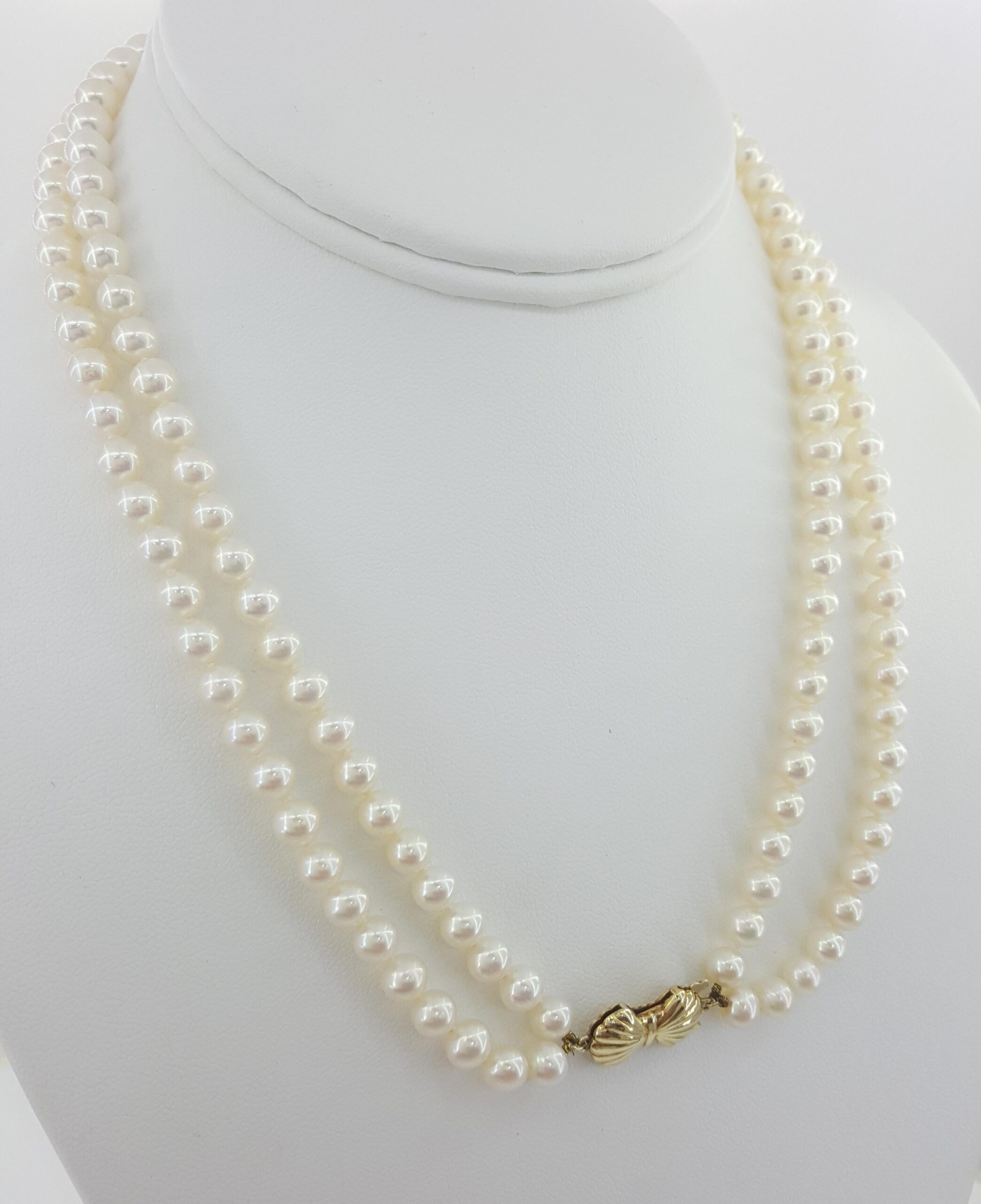 Blue Lagoon by Mikimoto Double Strand Akoya Pearl Necklace 14k Gold 6mm 17"