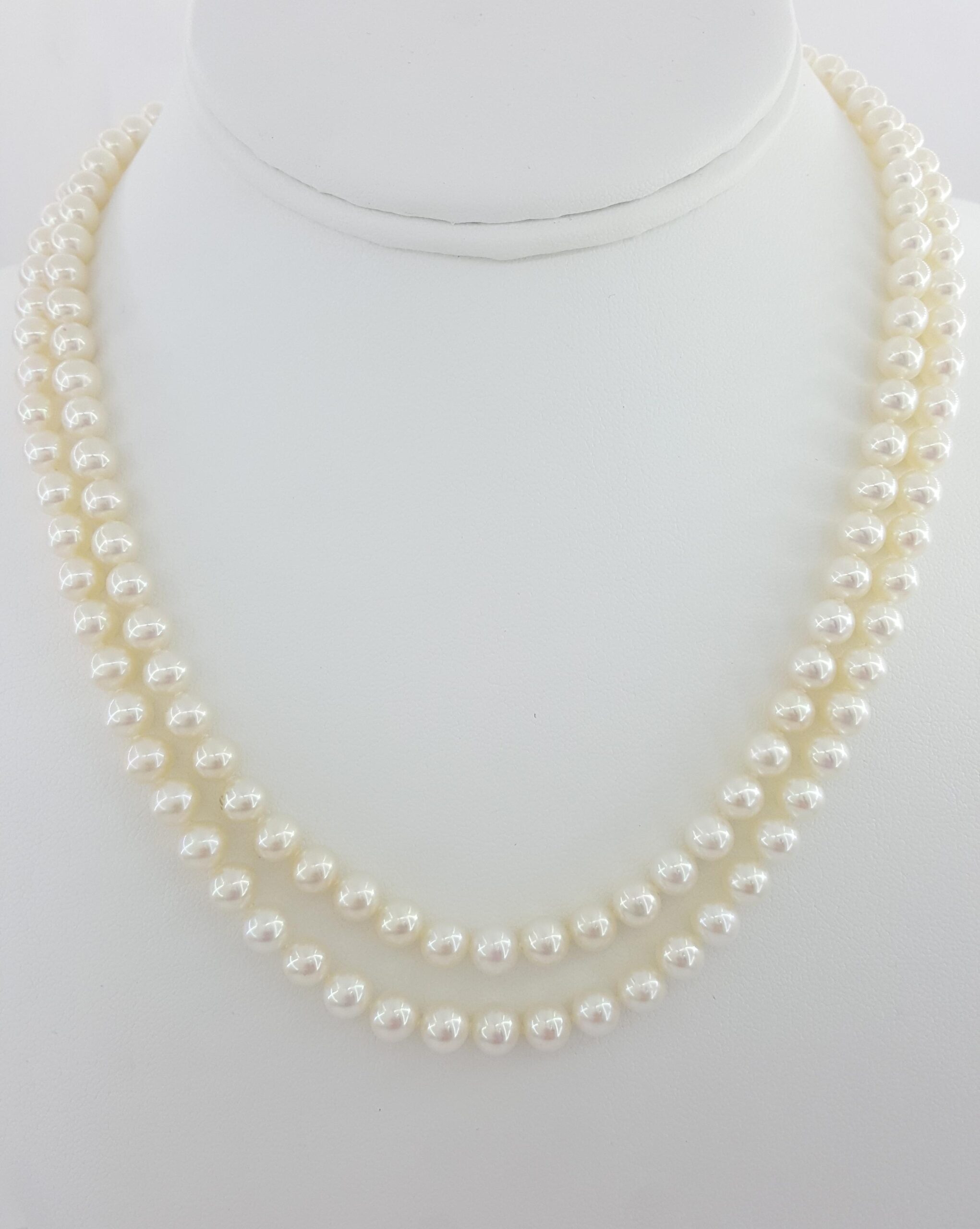 Blue Lagoon by Mikimoto Double Strand Akoya Pearl Necklace 14k Gold 6mm 17"