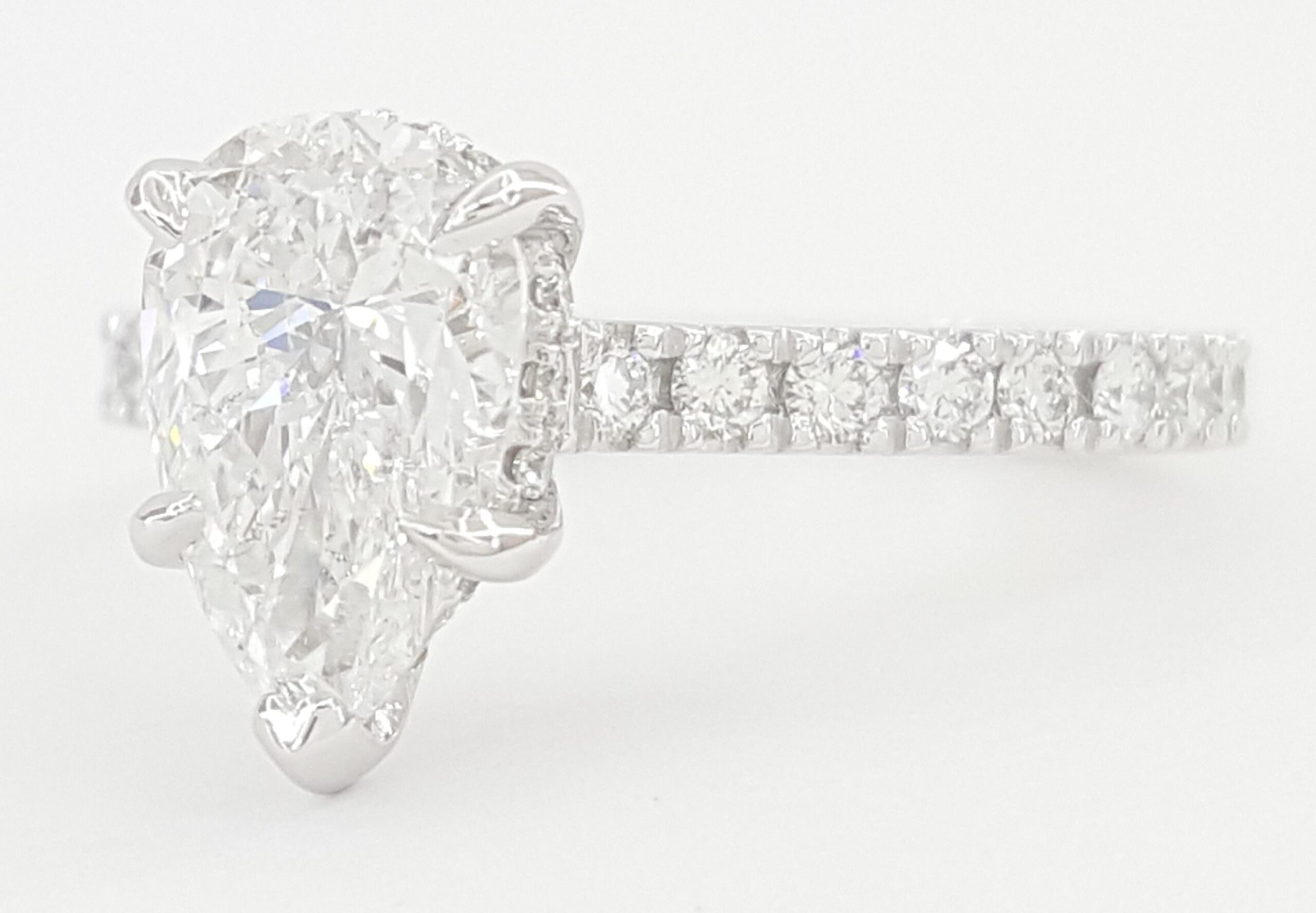 Pear Diamond Hidden Halo Engagement Ring Platinum 2.13 ct Rtl $14,500