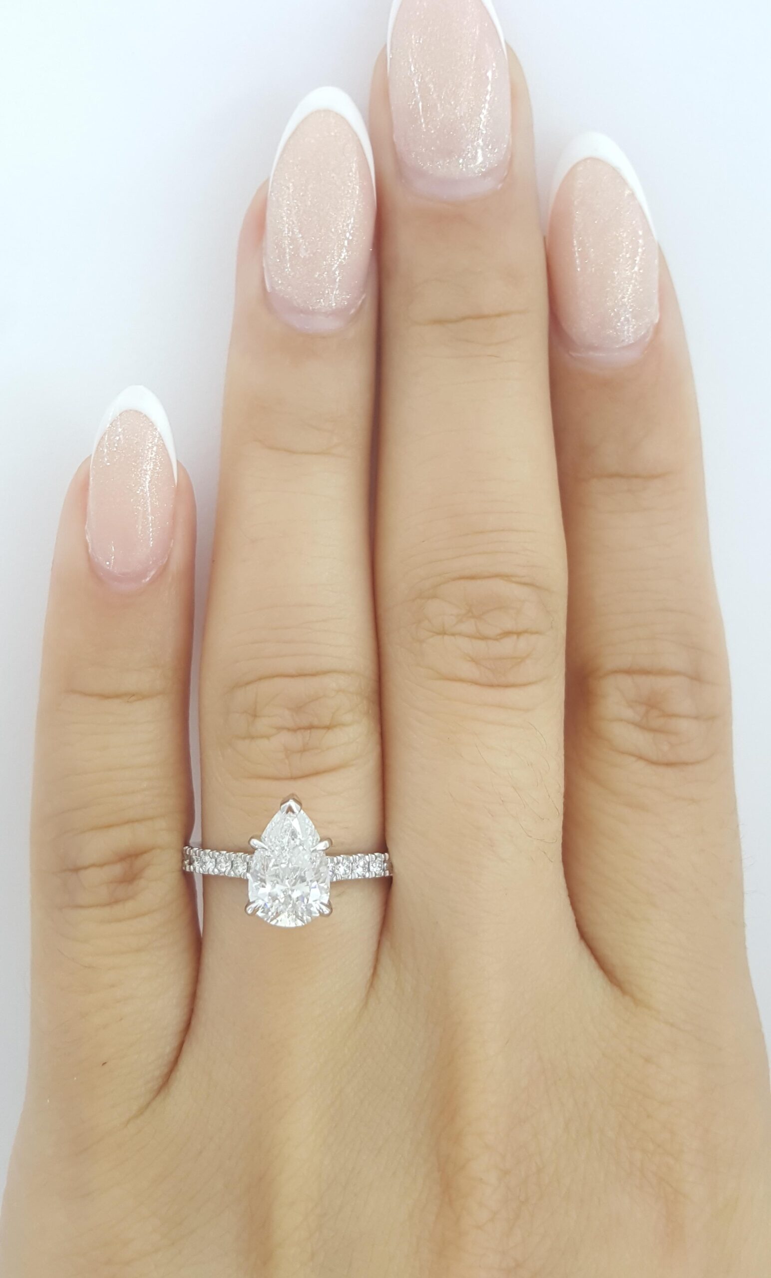 Pear Diamond Hidden Halo Engagement Ring Platinum 2.13 ct Rtl $14,500