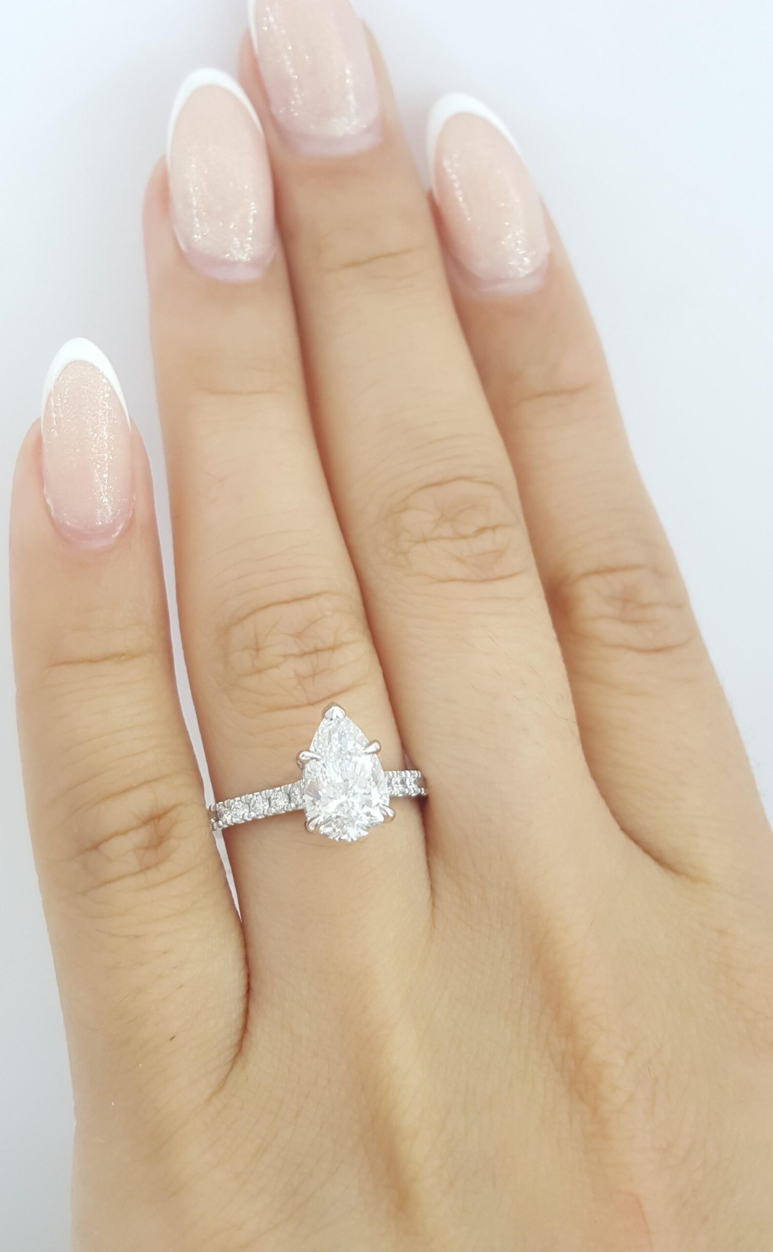 Pear Diamond Hidden Halo Engagement Ring Platinum 2.13 ct Rtl $14,500