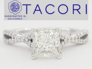 Tacori Princess Cut Diamond Engagement Ring 1.26 ct 18K White Gold Rtl $9,950