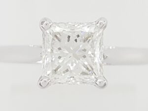 Princess Cut Diamond Solitaire Engagement Ring 1.31 ct 14K White Gold Rtl $13.5