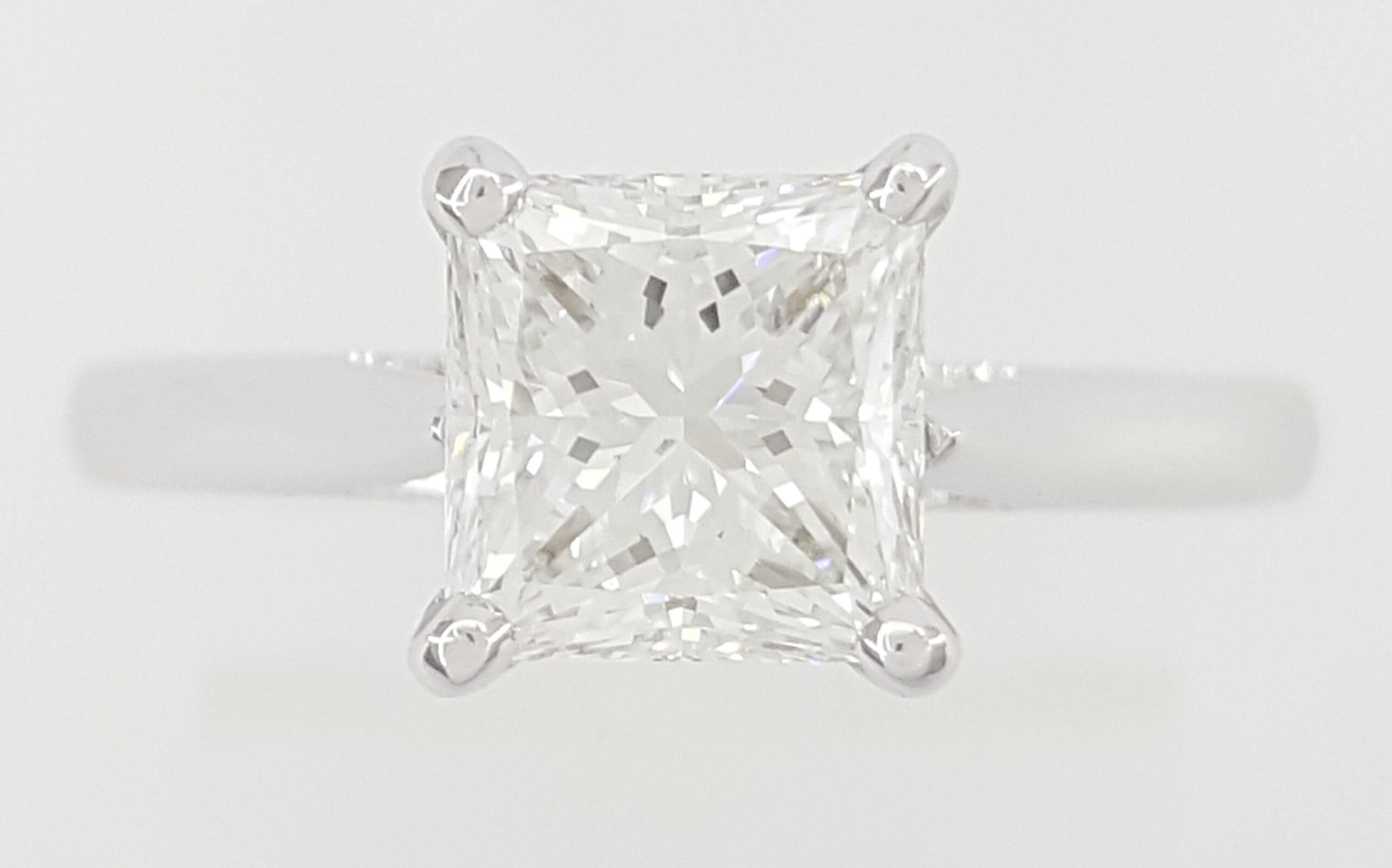 Princess Cut Diamond Solitaire Engagement Ring 1.31 ct 14K White Gold Rtl $13.5