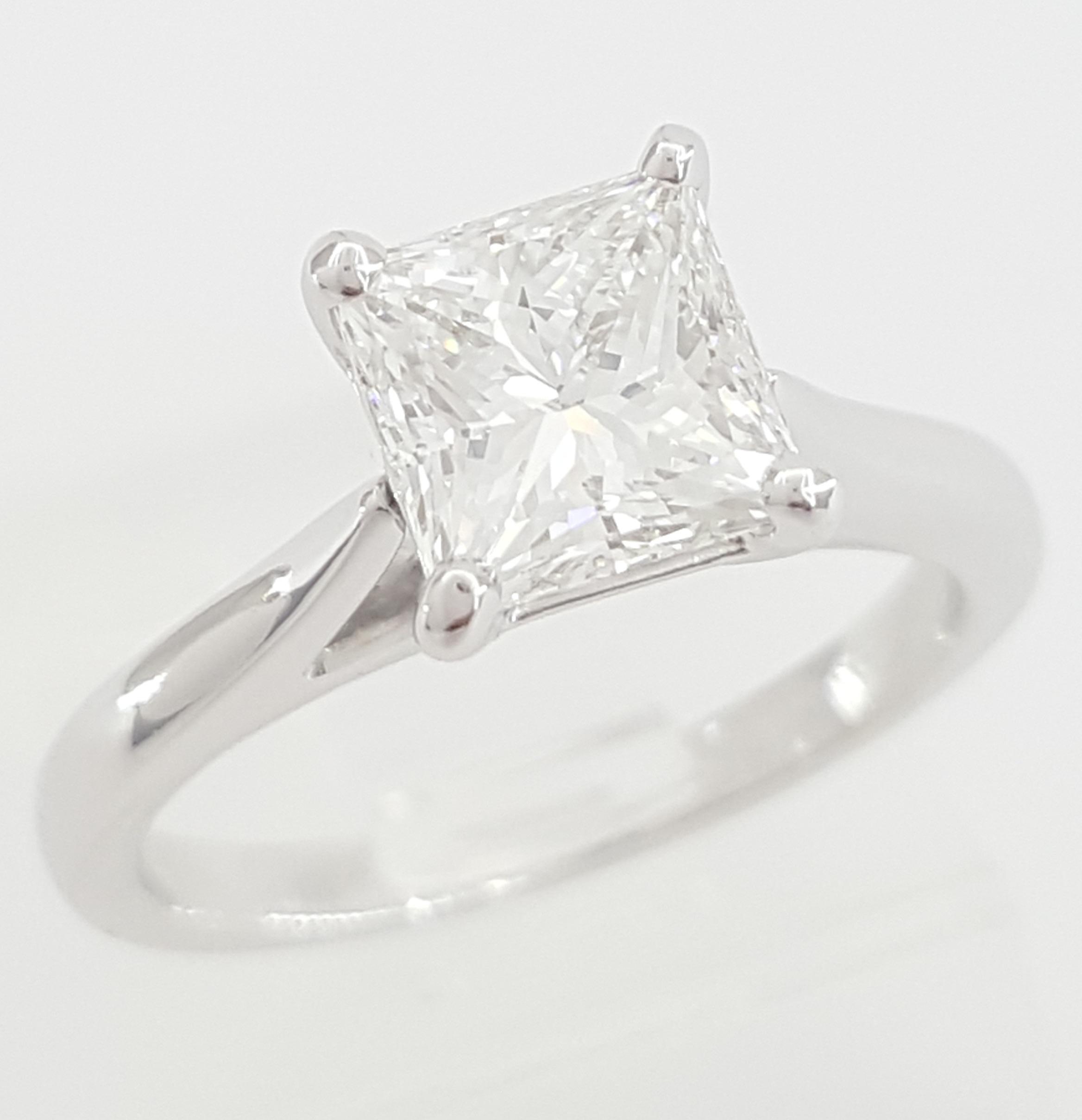Princess Cut Diamond Solitaire Engagement Ring 1.31 ct 14K White Gold Rtl $13.5