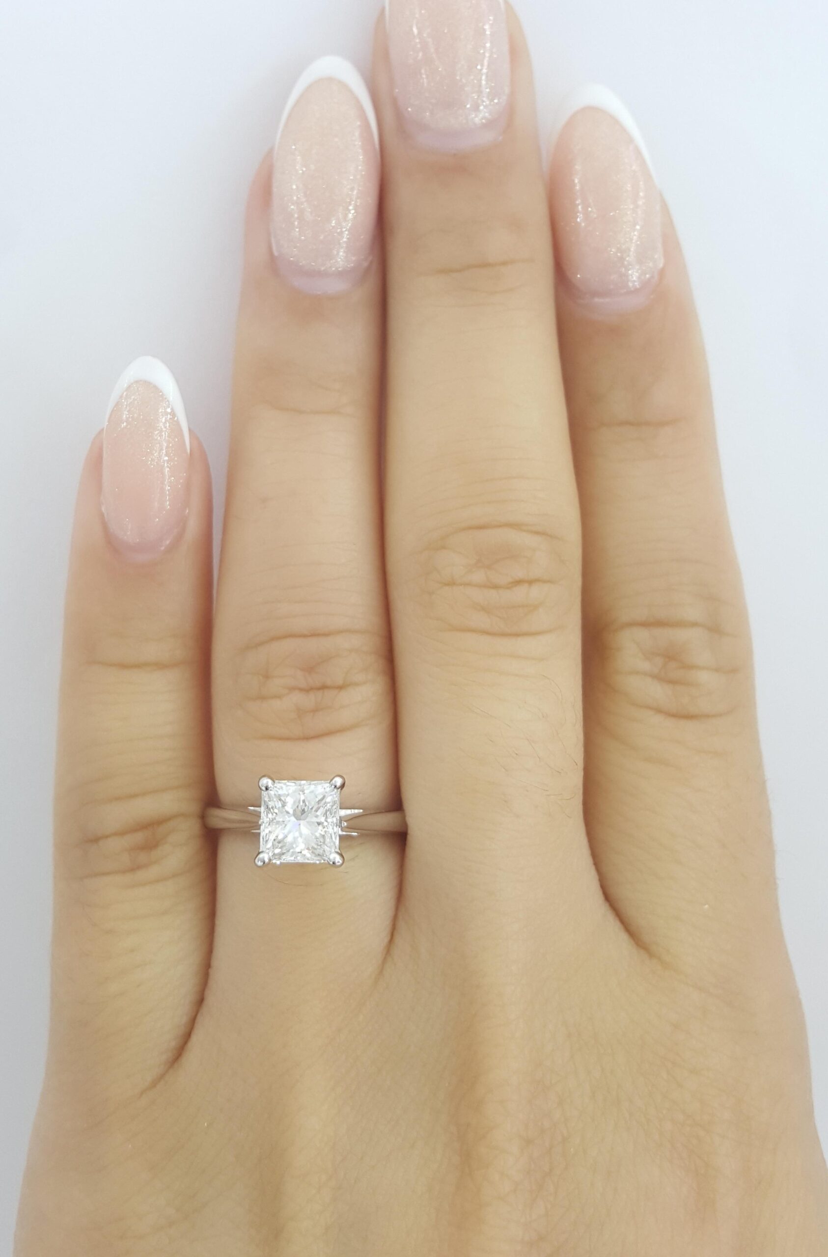 Princess Cut Diamond Solitaire Engagement Ring 1.31 ct 14K White Gold Rtl $13.5