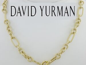 David Yurman Figaro Toggle Link Necklace 18k Yellow Gold 16" 50 Grams