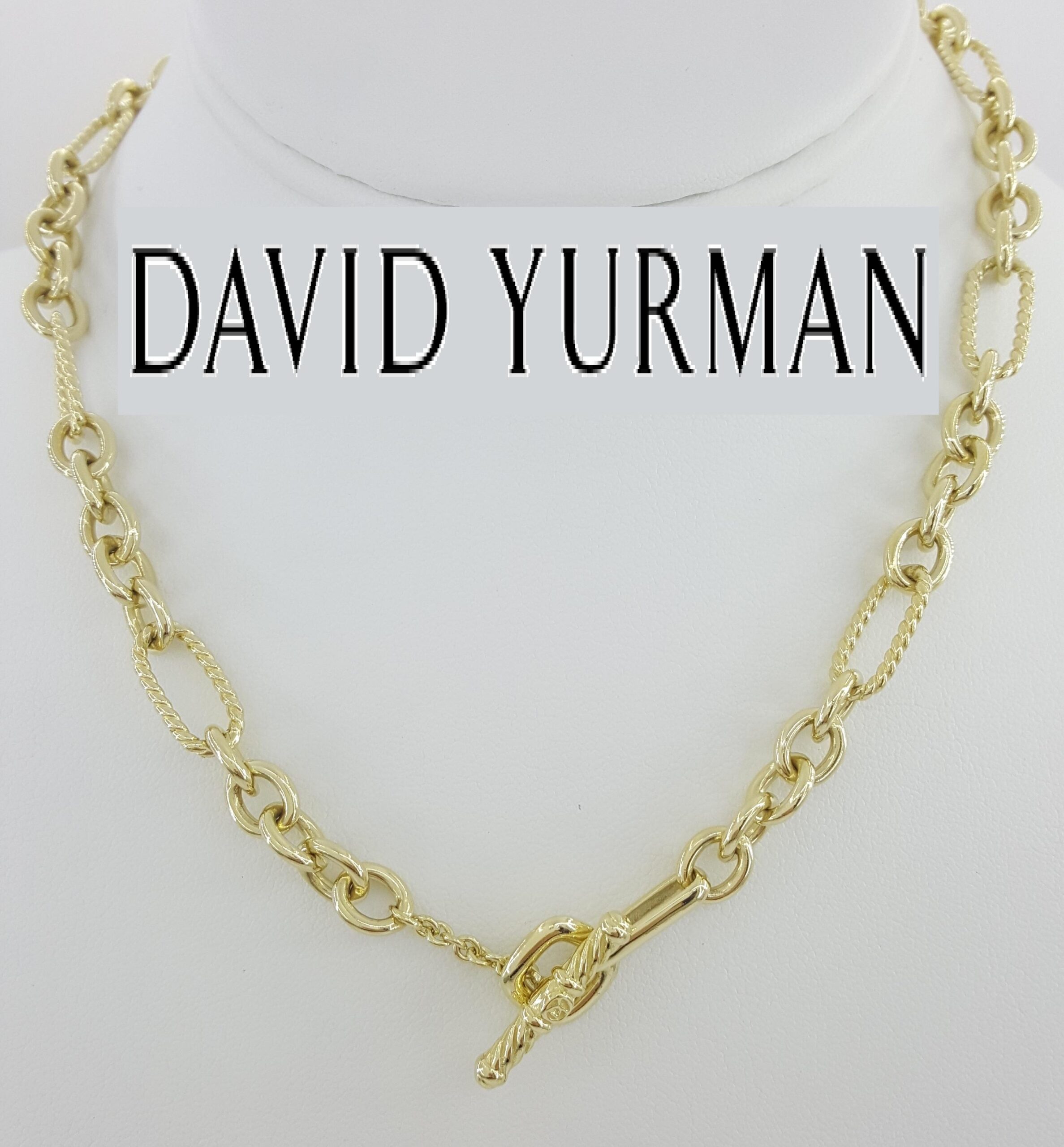 David Yurman Figaro Toggle Link Necklace 18k Yellow Gold 16" 50 Grams