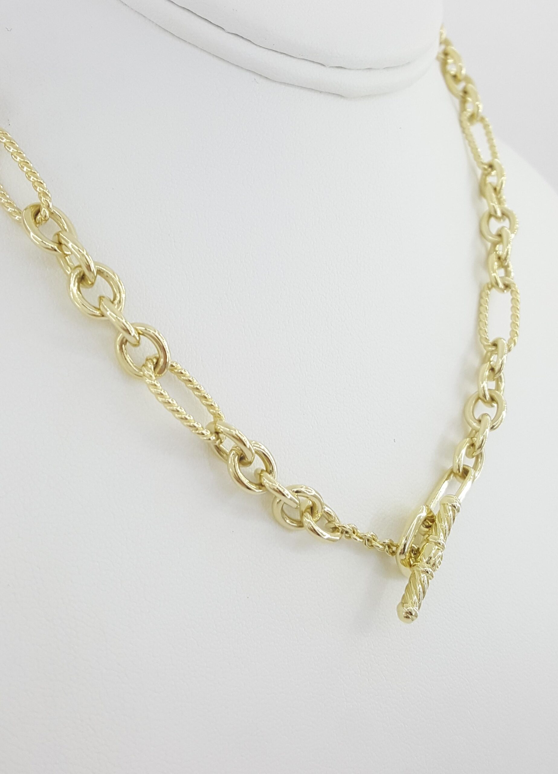 David Yurman Figaro Toggle Link Necklace 18k Yellow Gold 16" 50 Grams