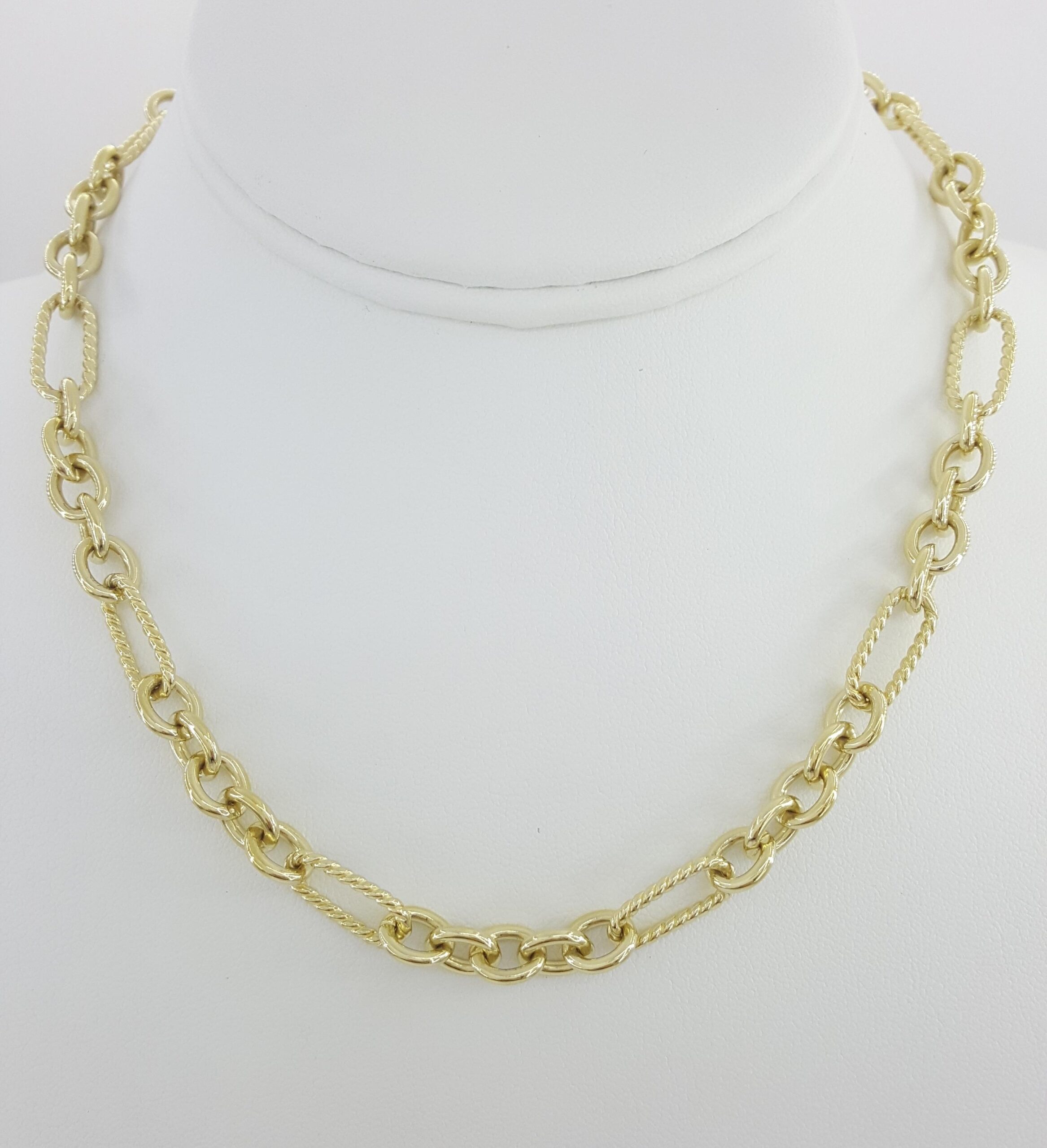 David Yurman Figaro Toggle Link Necklace 18k Yellow Gold 16" 50 Grams