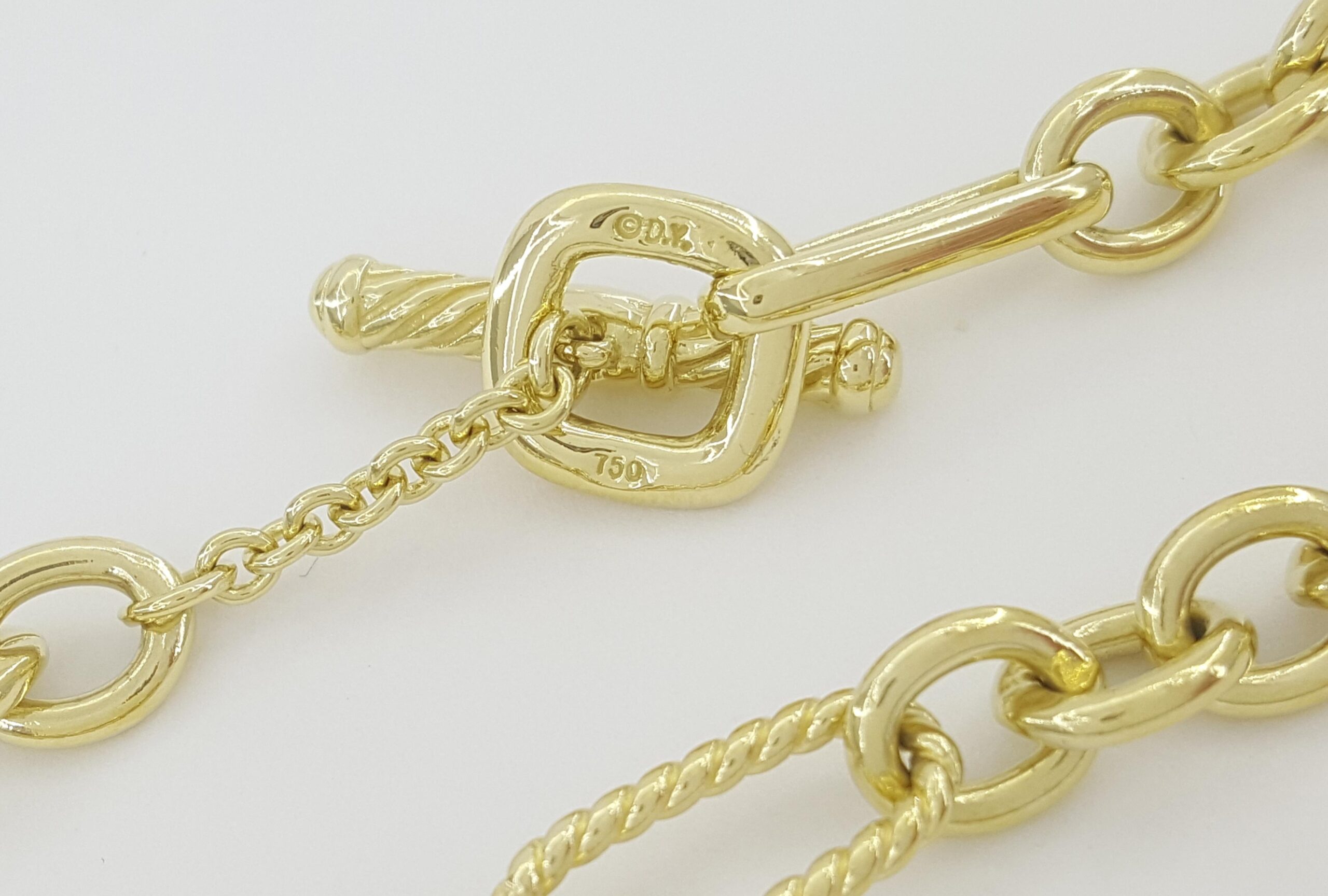 David Yurman Figaro Toggle Link Necklace 18k Yellow Gold 16" 50 Grams