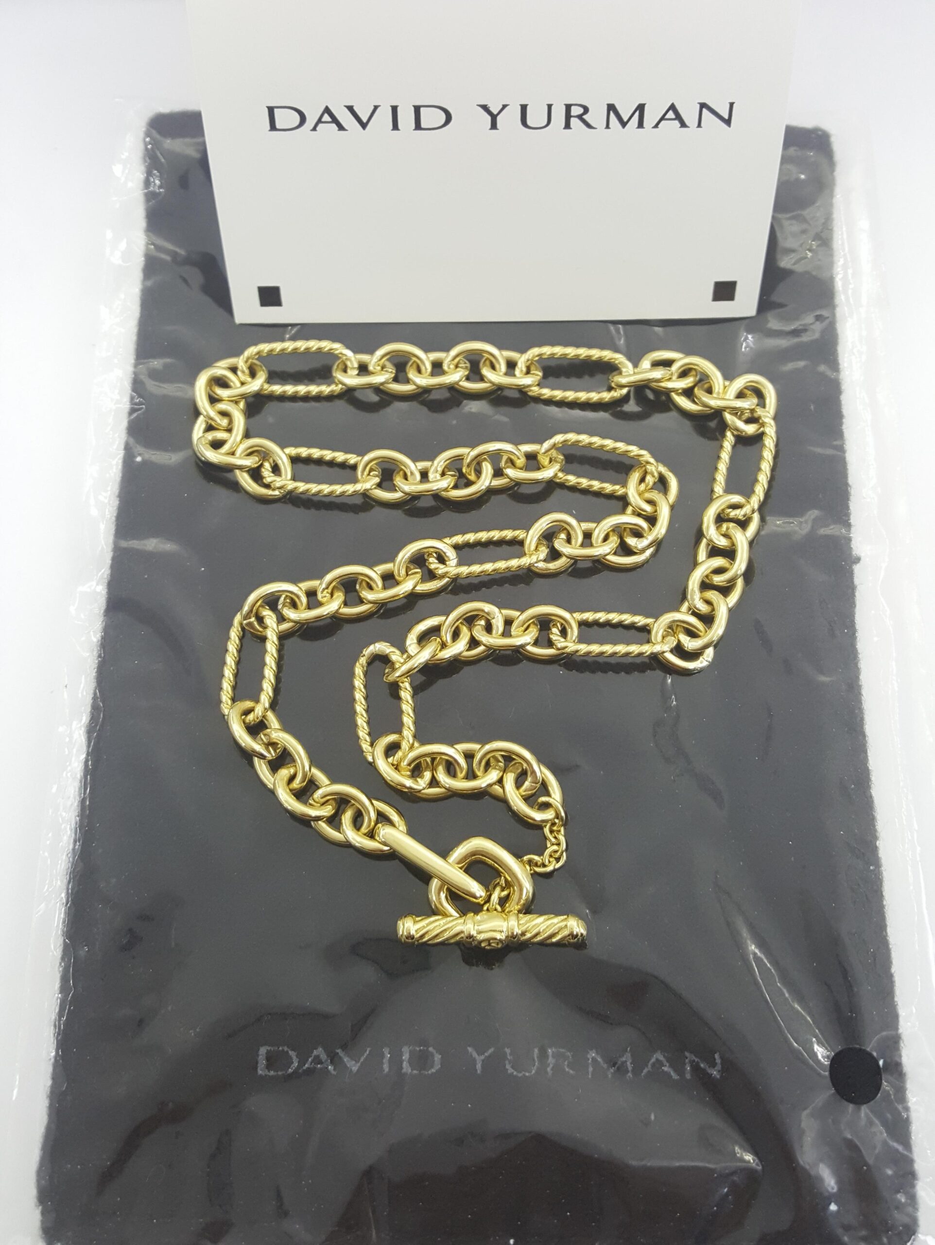 David Yurman Figaro Toggle Link Necklace 18k Yellow Gold 16" 50 Grams