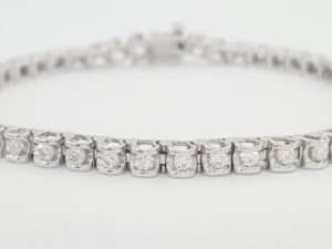 Round Diamond Tennis Bracelet 2.04 ct 14K White Gold 7.5" 3.8mm Retail $6,950