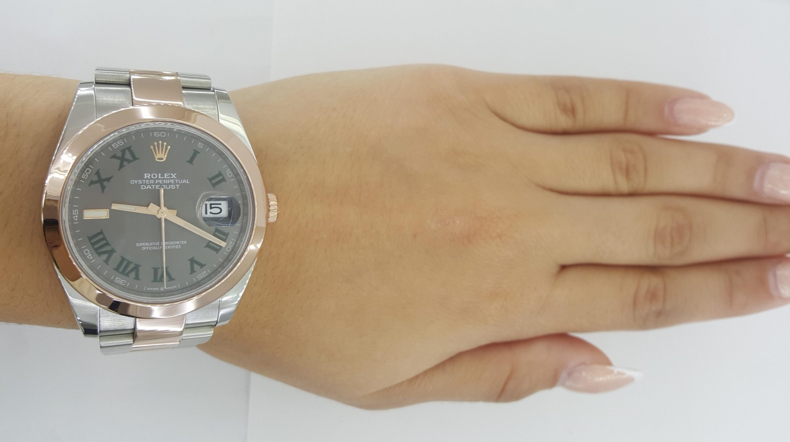 Rolex DateJust II 126301 41 mm Wimbledon Dial Oyster SS 18K Everose Gold