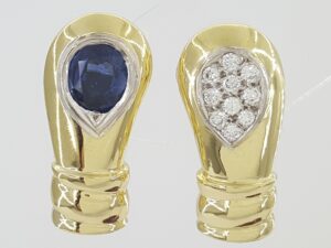 Pablo Sapphire & Diamond Vintage Earrings 1.7 ct 18K Gold 16.3 Grams