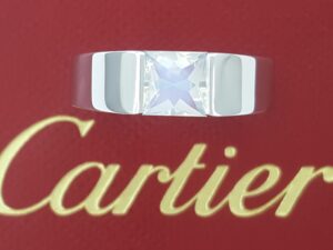 Cartier Tank Moonstone Ring 18k White Gold 5.8 mm Size 53 US 6.5