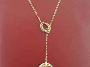 Cartier Trinity 18k Multi-Colored Gold Pave Diamond Necklace 17"-19"