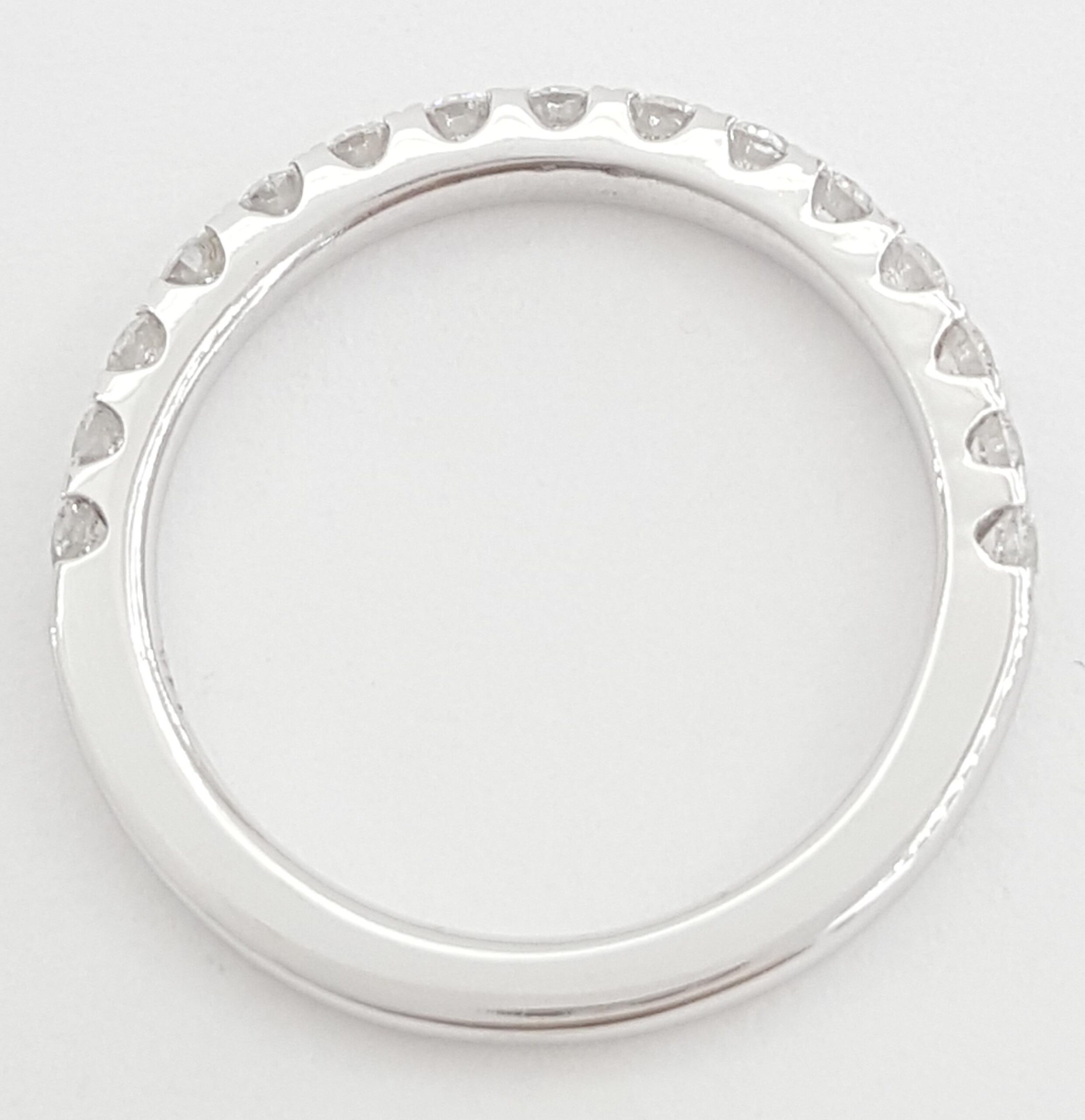 Half Circle Round Diamond Shared Prong Wedding Band 0.5 ct 14k White Gold 2.2 mm