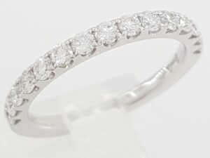 Half Circle Round Diamond Shared Prong Wedding Band 0.5 ct 14k White Gold 2.2 mm