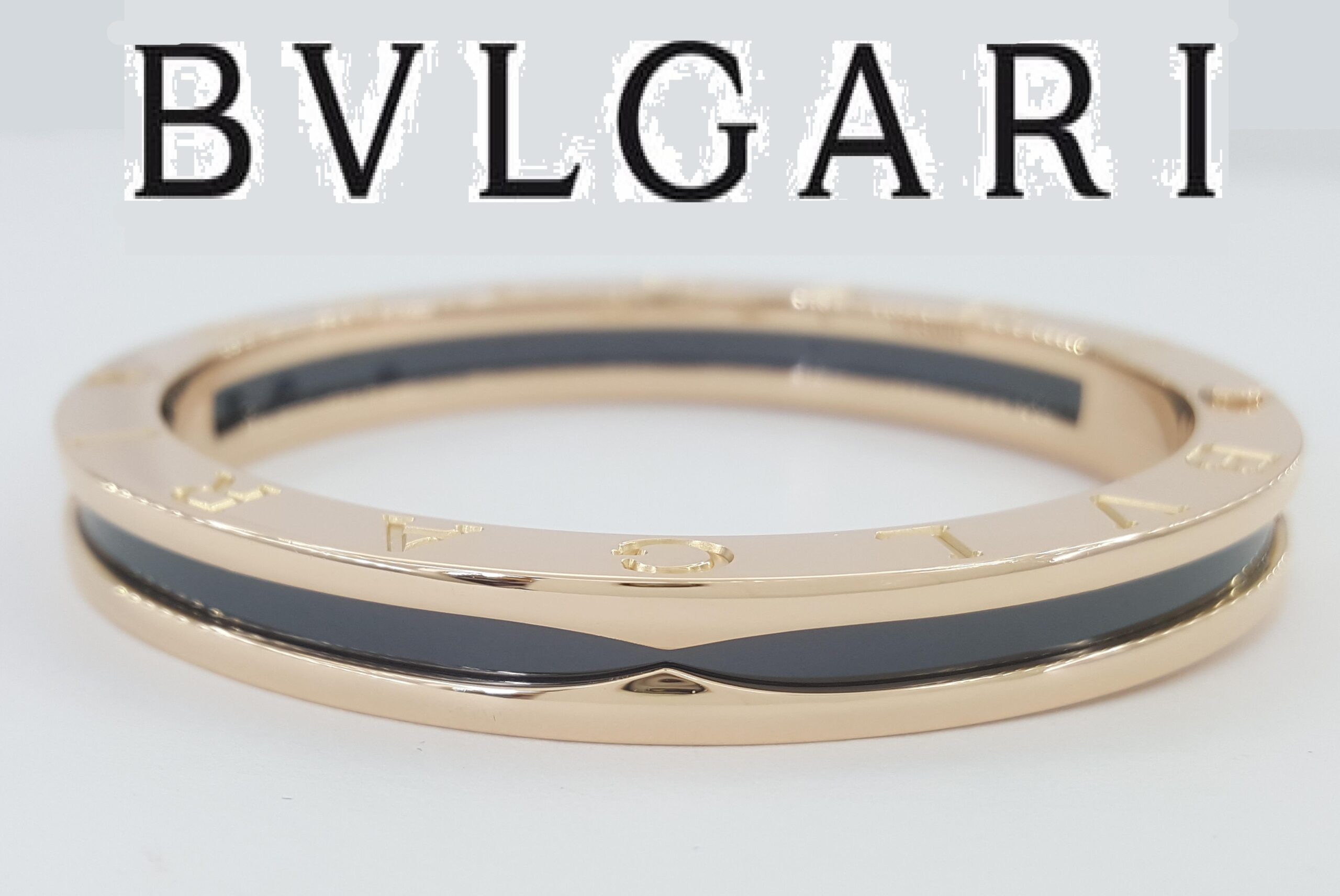 Bvlgari Bulgari B.Zero1 Black Ceramic 18k Rose Gold Bangle Bracelet 45.5g Small