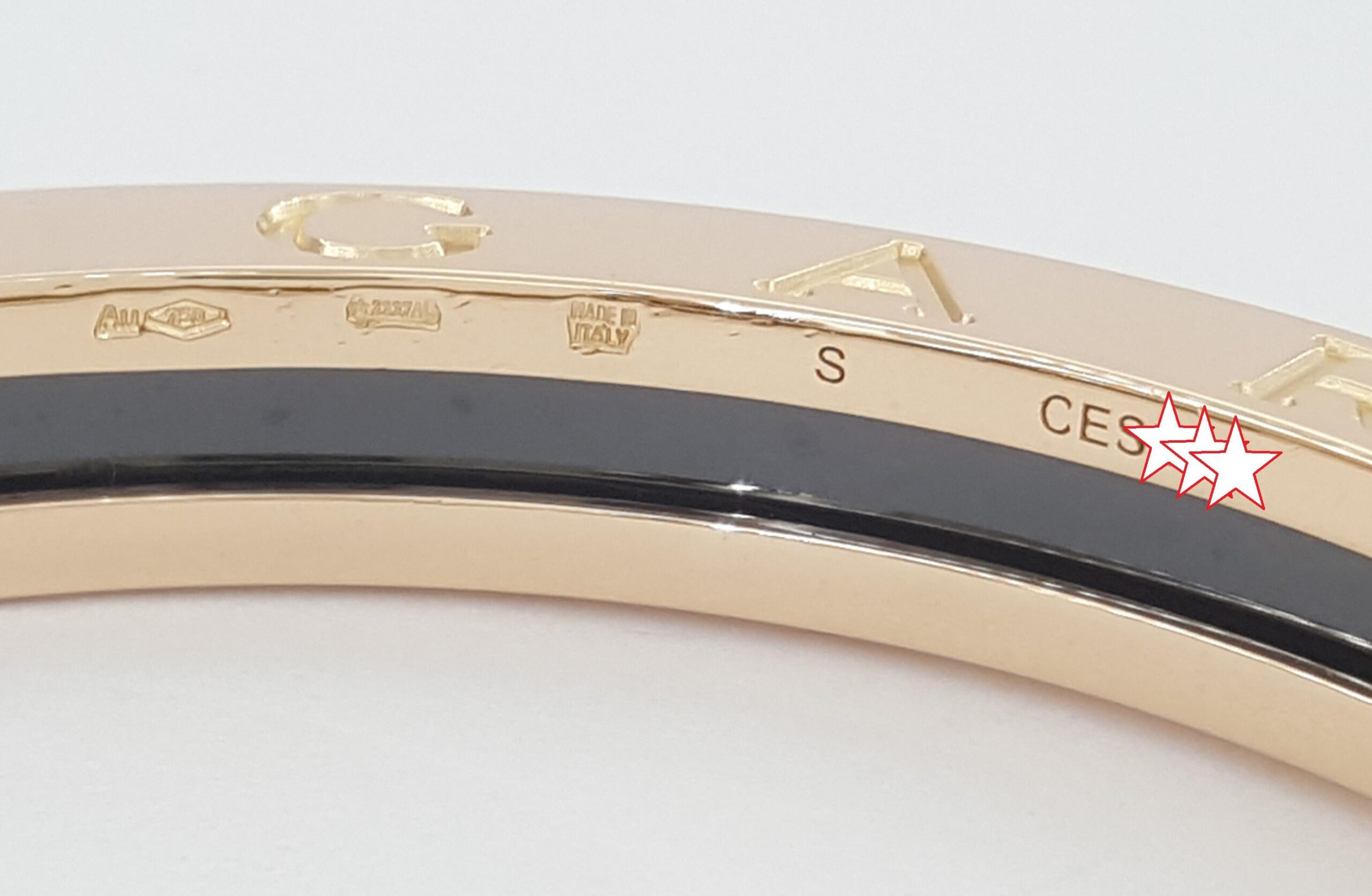 Bvlgari Bulgari B.Zero1 Black Ceramic 18k Rose Gold Bangle Bracelet 45.5g Small