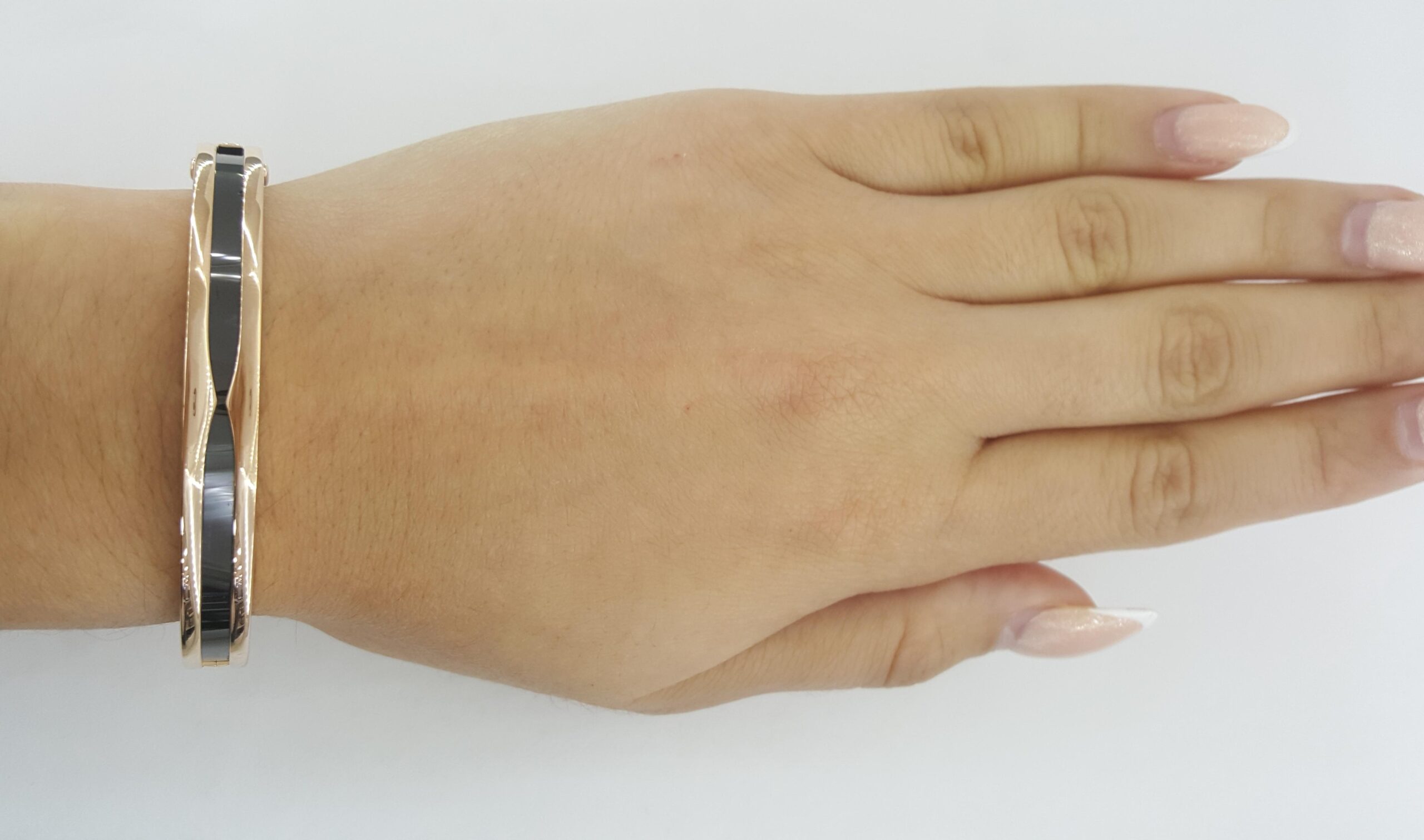 Bvlgari Bulgari B.Zero1 Black Ceramic 18k Rose Gold Bangle Bracelet 45.5g Small