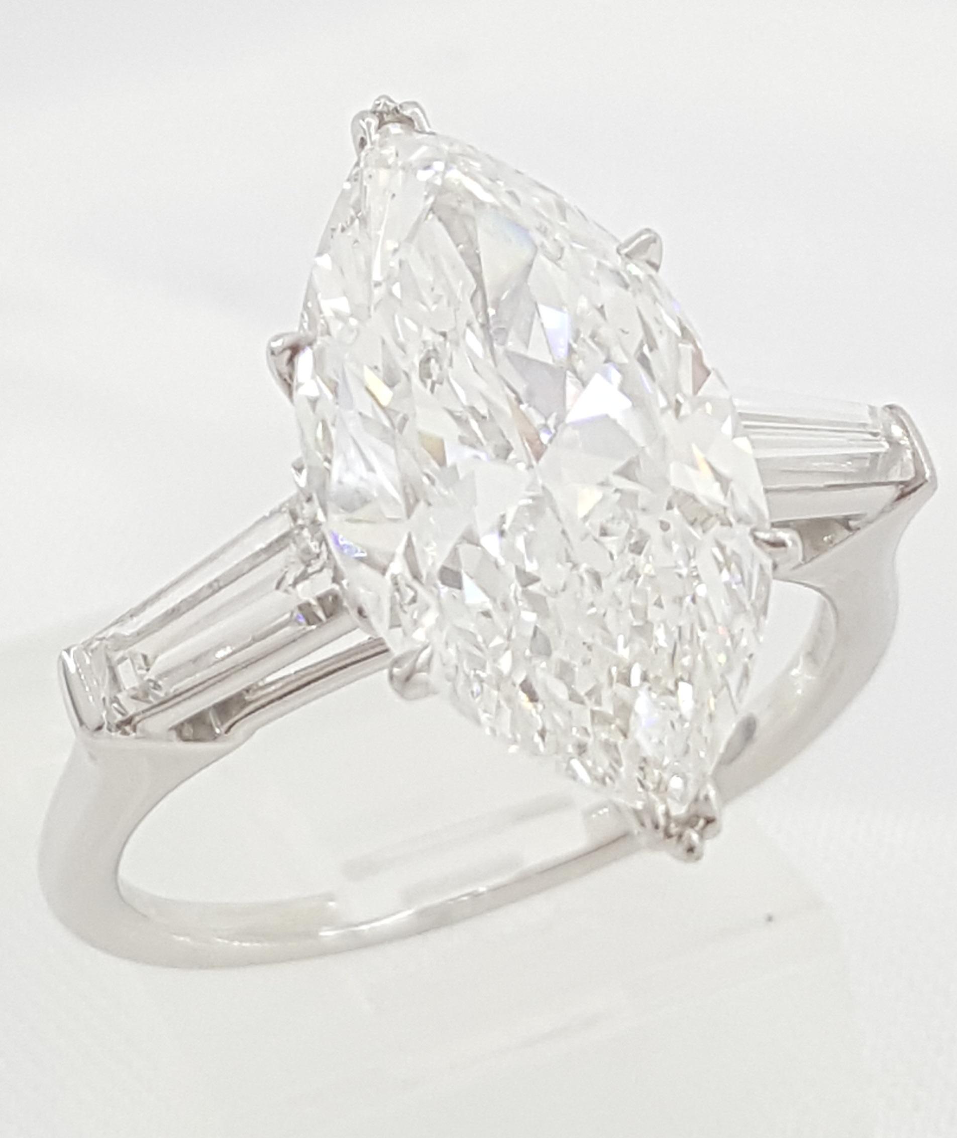 Vintage Harry Winston Classic Marquise Cut Diamond Engagement Ring 5.72 ct