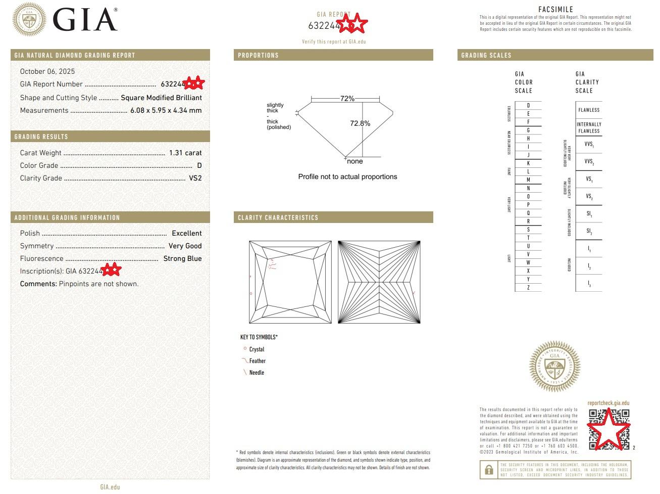 Princess Cut Diamond Solitaire Engagement Ring 1.31 ct 14K White Gold Rtl $13.5