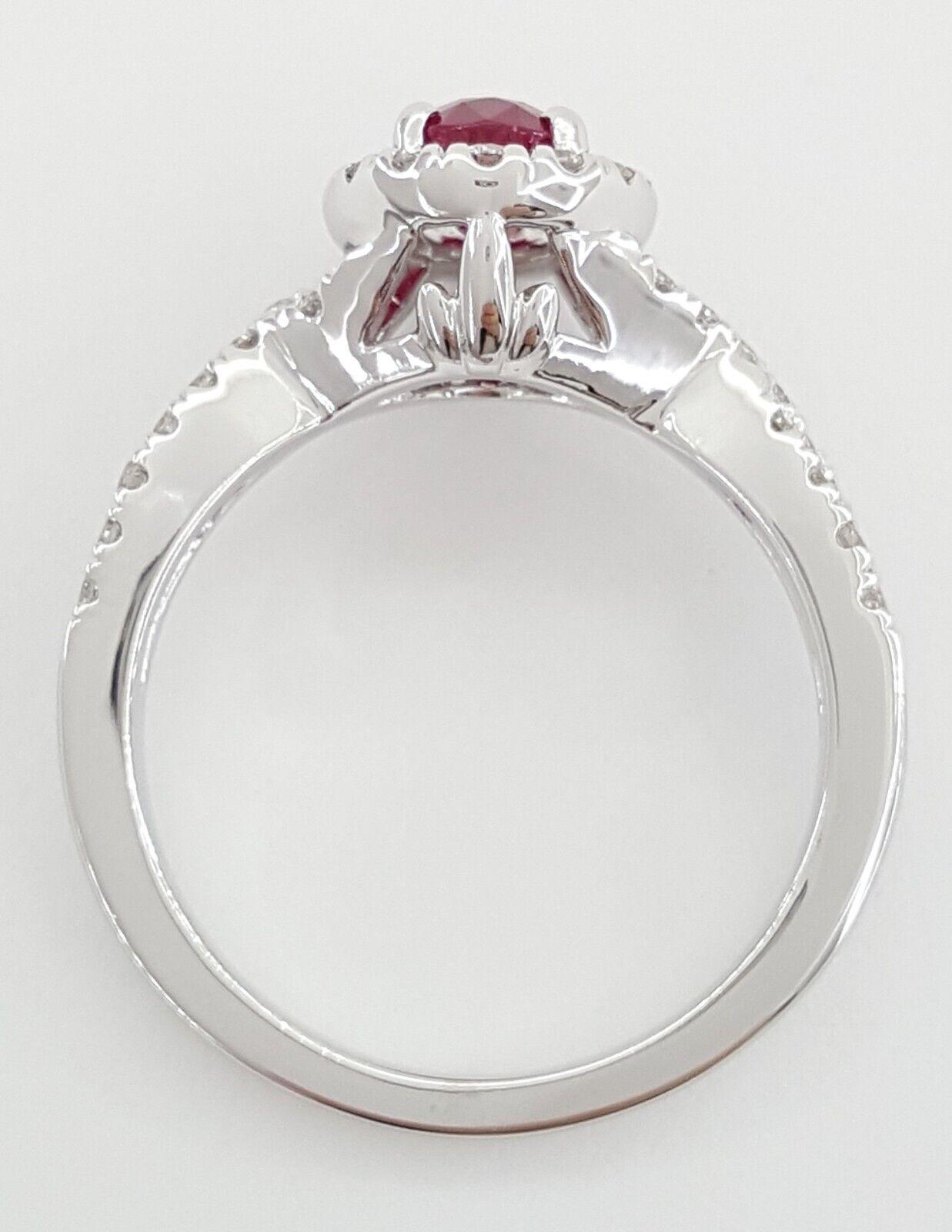 Oval Burma Ruby Diamond Halo Engagement Ring 1.5 ct 14k White Gold Retail 3,500