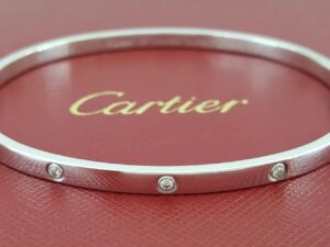 Cartier LOVE 18K White Gold 10 Diamonds 0.21 ct Small Bracelet SZ 18 Rtl $11,700