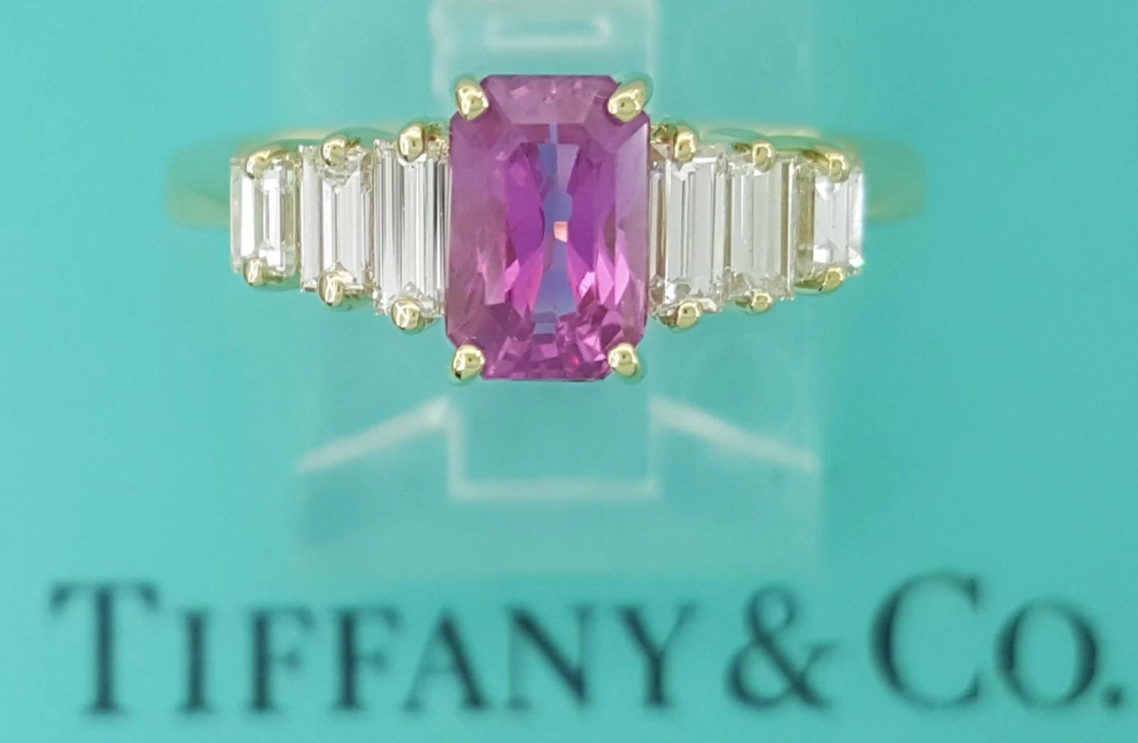 Tiffany & Co Pink Sapphire & Diamond Statement Ring 2.04 ct 18k Yellow Gold