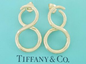 Tiffany & Co Infinity Large 18K Yellow Gold Stud Earrings 14.3 Grams 1.2" 1990’s