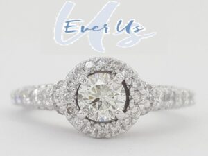 Ever Us Round Diamond Halo Engagement Ring 1.25 ct 14k White Gold