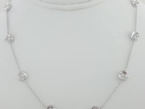 Round Brilliant Cut Diamond By The Yard Necklace 16" 1.4 ct 14K White Gold