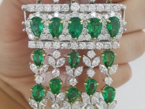 Green Emerald & Diamond Tennis Bracelet 78 ct 18k White & Yellow Gold Rtl $200K