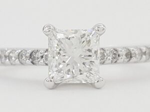 Princess Brilliant Cut Diamond Engagement Ring 1.3 ct 14K White Gold