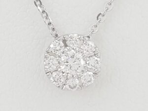 Round Brilliant Diamond Halo Pendant Necklace Platinum 0.3 ct Rtl $1995