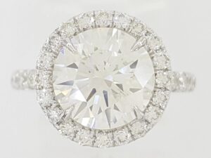 Ideal Cut Round Diamond Halo Engagement Ring 4.18 ct Platinum Retail $70K