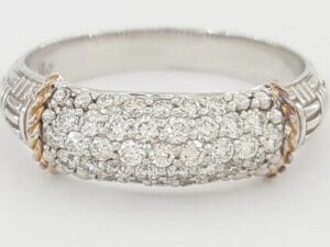 PiyaRo Tessoro Pave Diamond Band Ring 0.5 ct Silver & 14K Gold