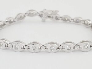 Diamond Tennis Bracelet Bezel Set 1.5 ct 14K White Gold 7"
