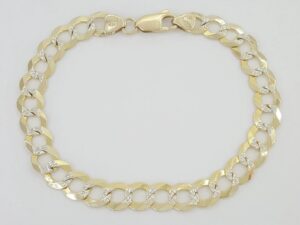 14K Two-Tone Yellow Gold & White Rhodium Fancy Link Bracelet 9" 8.7 mm 14.5 Gr