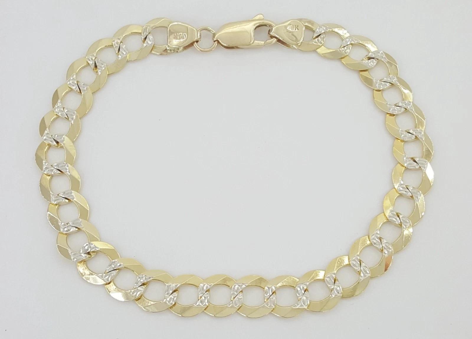 14K Two-Tone Yellow Gold & White Rhodium Fancy Link Bracelet 9" 8.7 mm 14.5 Gr