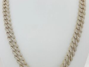 Cuban Diamond Chain Necklace 75.6 Grams 25.7 ct 14K Yellow Gold 11.5 mm 22" Long
