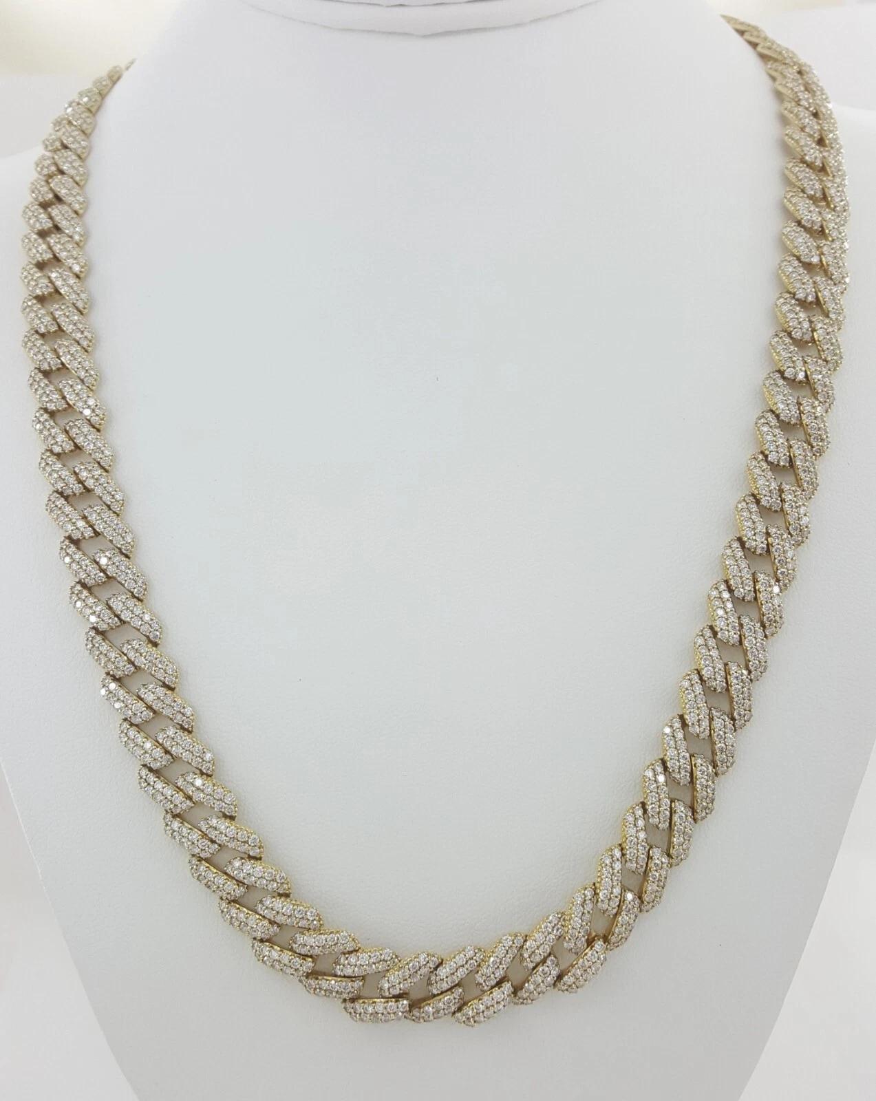 Cuban Diamond Chain Necklace 75.6 Grams 25.7 ct 14K Yellow Gold 11.5 mm 22" Long
