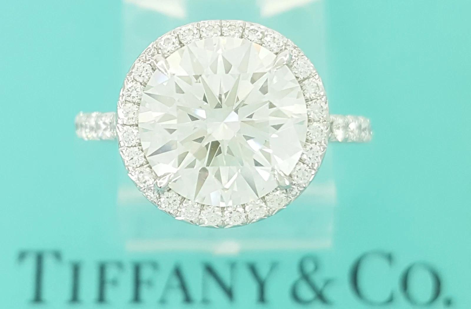 Tiffany & Co Soleste Round Diamond Engagement Ring 3.82 ct Platinum Rtl $135K